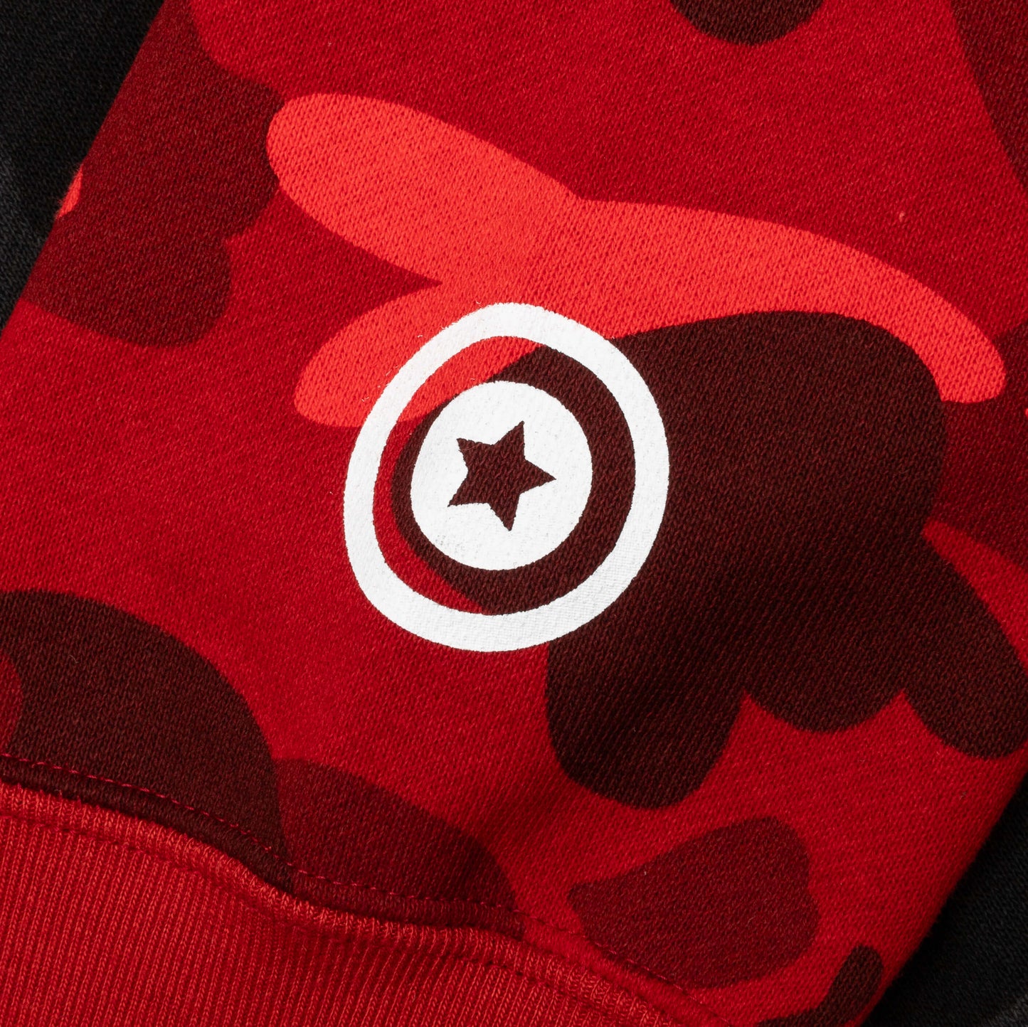 Color Camo Separate Shark Full Zip Hoodie - Red/Black