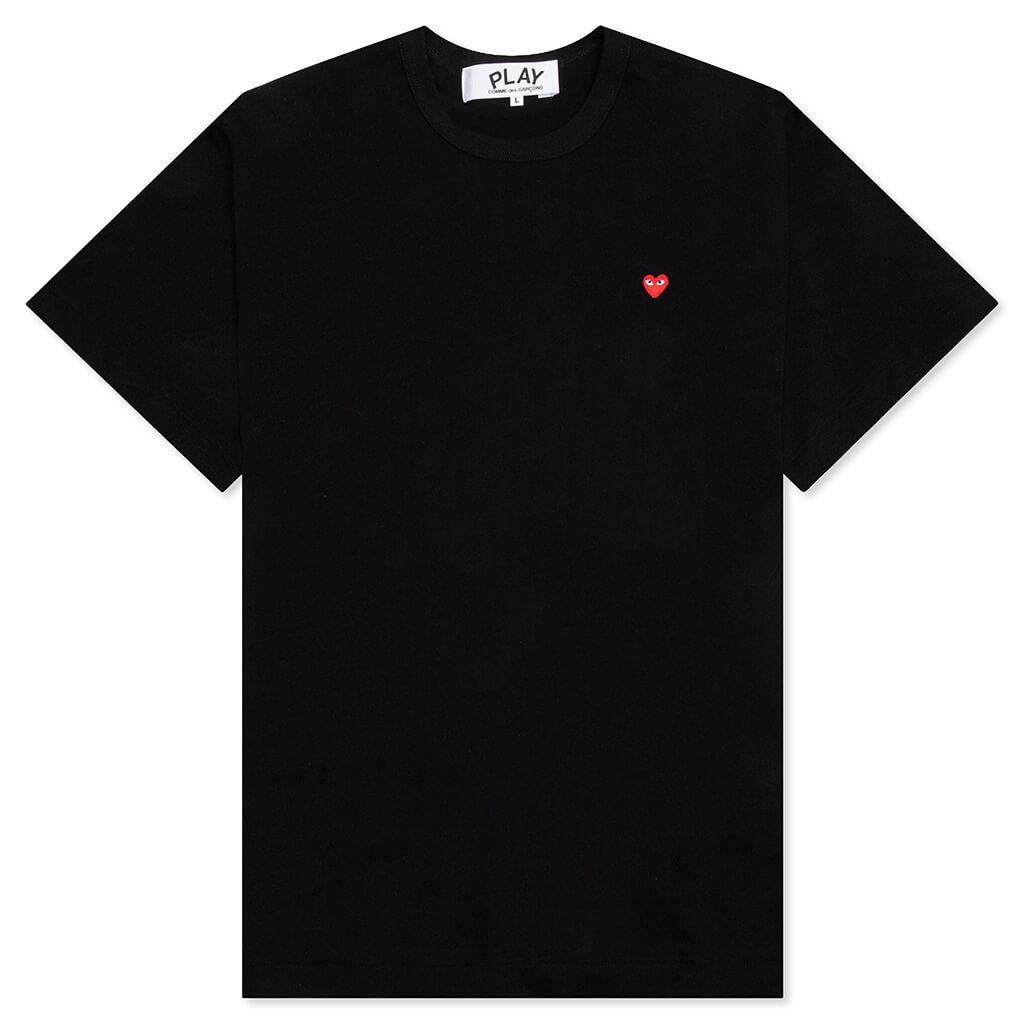 Women's Small Red Heart T-Shirt - Black