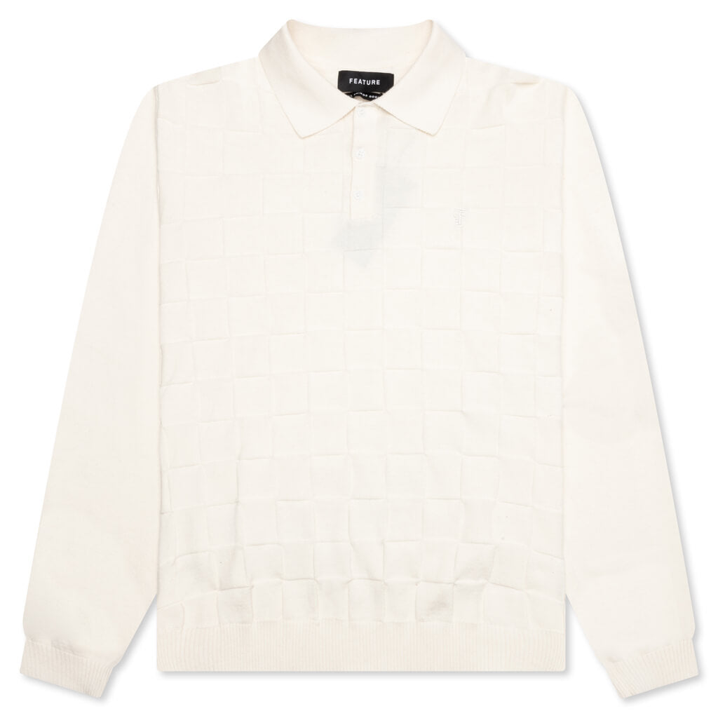 Palmer Checked L/S Sweater Polo - Clubhouse Cream