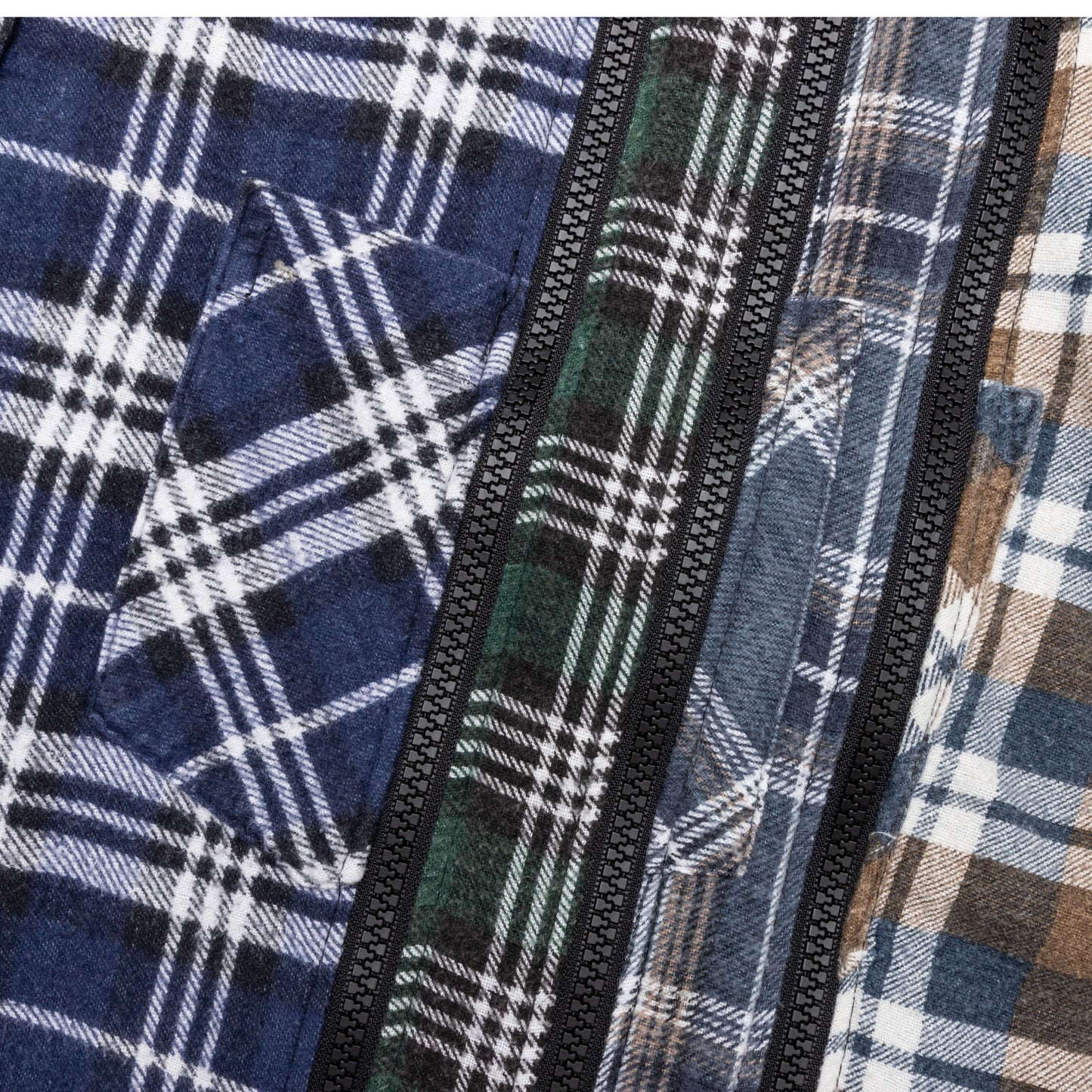 Flannel Shirt 7 Cuts Zipped Wide Shirt - Assorted