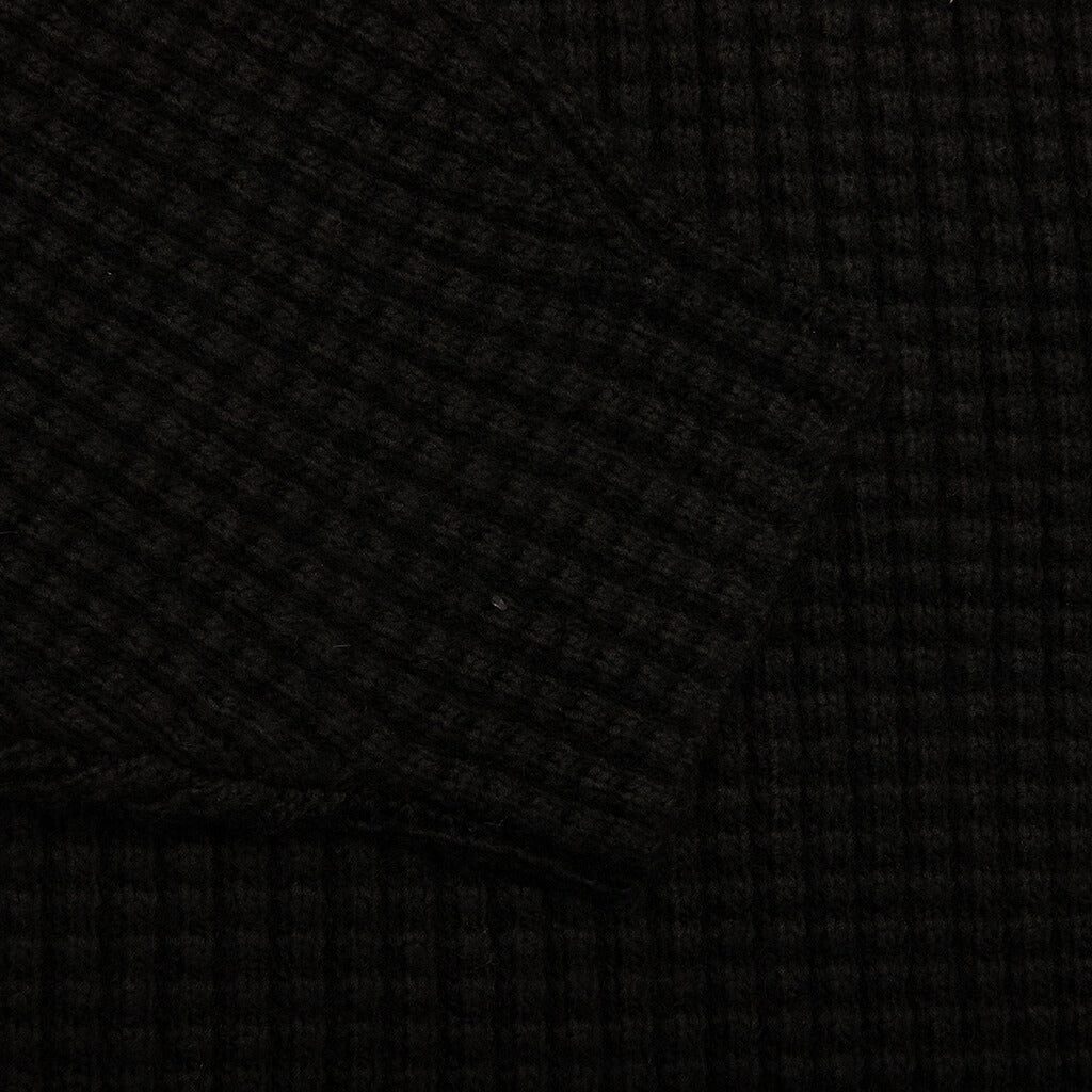 Heavy Waffle Cardigan - Black