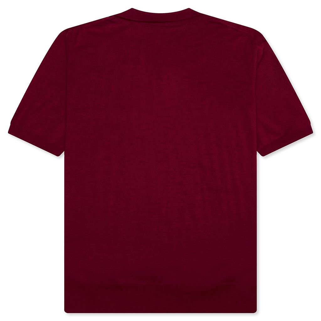 Red Emblem S/S Polo Neck - Burgundy