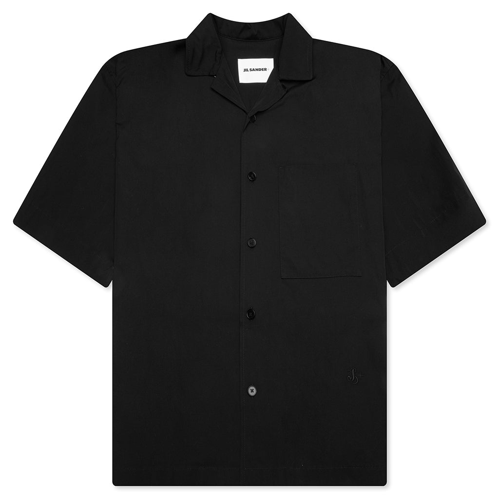 Glass Finish Cotton Poplin Shirt - Black