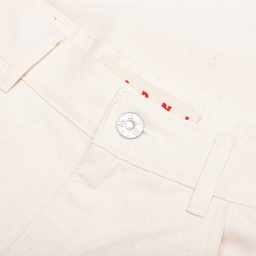 Cream Denim Shorts with Trunakaroo Plaque - Bone