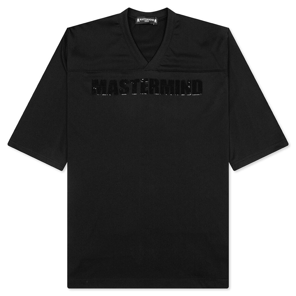 Football V-Neck Jersey T-Shirt - Black